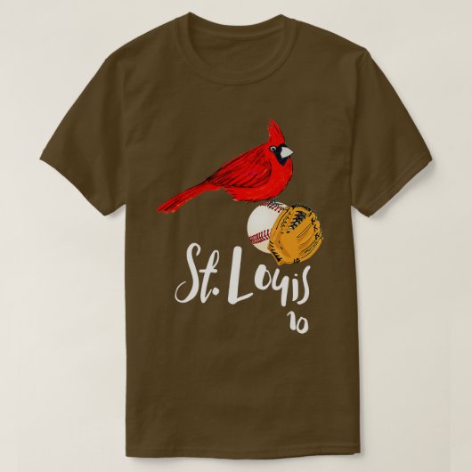 Saint Louis Red Kardinaal nummer 10 Baseball Art T-shirt (Design voorkant)