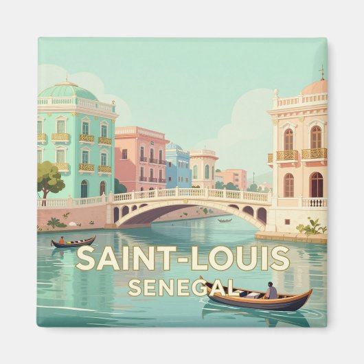 🌊 Saint-Louis Senegal Rivier Eiland Magneet (Voorkant)