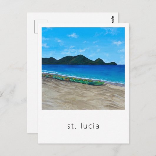 Saint Lucia Beach en Briefkaart voor reizen (Voorkant / Achterkant)