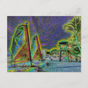 Saint Lucia Beach Neon Art Feestdagenkaart