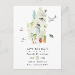 Saint Lucia Bestemming Huwelijk Save the Date Aankondigingskaart