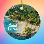 Saint Lucia Caribbean Beach Foto Keramisch Ornament<br><div class="desc">Foto van Marigot Bay in Saint Lucia in het Caribisch gebied om tropische strandherinneringen terug te brengen.</div>