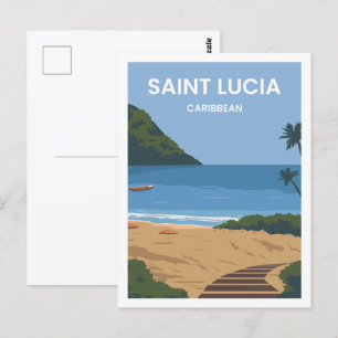 Saint Lucia Caribbean Travel Place Illustratie Briefkaart