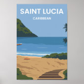 Saint Lucia Caribbean Travel Place Illustratie Poster (Voorkant)