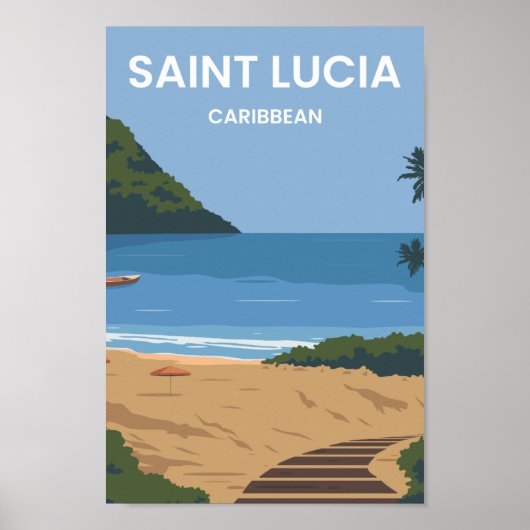 Saint Lucia Caribbean Travel Place Illustratie Poster (Voorkant)