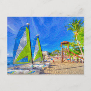 Saint Lucia Catamaran Kunst Briefkaart