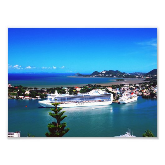 Saint Lucia, cruiseschip Foto Afdruk (Voorkant)