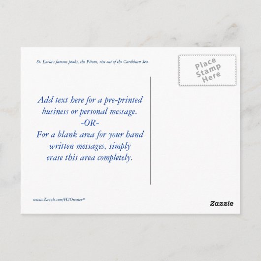 Saint Lucia Custom Briefkaart (Achterkant)