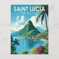 Saint Lucia De Pitons Reizen Kunst Vintage