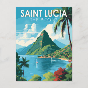 Saint Lucia De Pitons Reizen Kunst Vintage Briefkaart