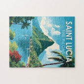 Saint Lucia De Pitons Reizen Kunst Vintage Legpuzzel (Horizontaal)