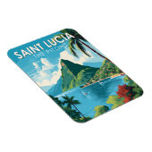 Saint Lucia De Pitons Reizen Kunst Vintage Magneet (Rechterzijde)