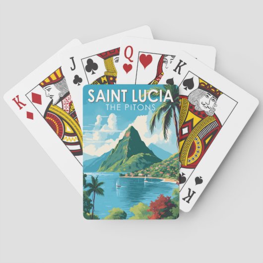 Saint Lucia De Pitons Reizen Kunst Vintage Pokerkaarten (Achterkant)