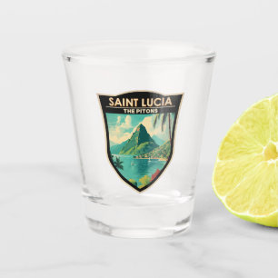 Saint Lucia De Pitons Reizen Kunst Vintage Shot Glas