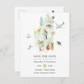 Saint Lucia Destination Wedding Save the Date Aankondigingskaart (Voorkant / Achterkant)