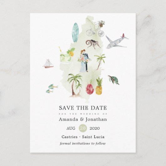 Saint Lucia Destination Wedding Save the Date Aankondigingskaart (Voorkant)