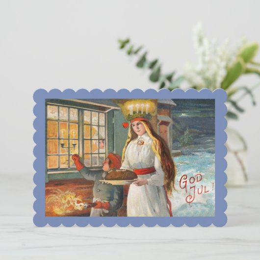 Saint Lucia en Child Saffron Breads Kaart (Staand voorkant)