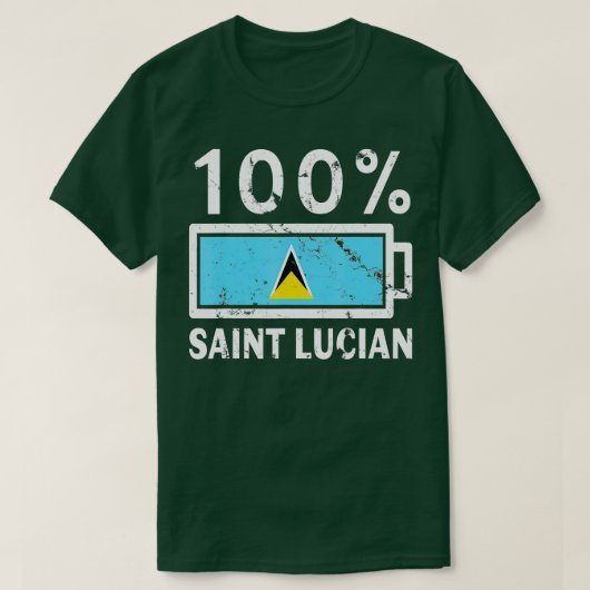 Saint Lucia Flag 100 Saint Lucian Battery Power T-shirt (Design voorkant)
