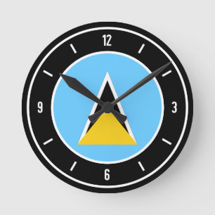Saint Lucia Flag Elegant Ronde Klok