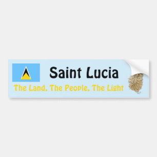 Saint Lucia Flag en Map Bumpersticker