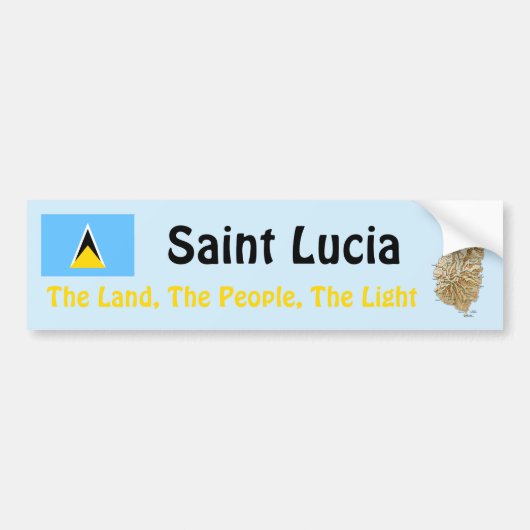 Saint Lucia Flag en Map Bumpersticker (Voorkant)