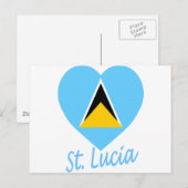Saint Lucia Flag Heart Briefkaart (Voorkant / Achterkant)