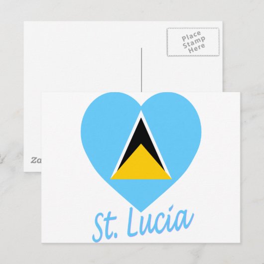 Saint Lucia Flag Heart Briefkaart (Voorkant / Achterkant)
