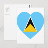Saint Lucia Flag Heart Briefkaart (Voorkant / Achterkant)