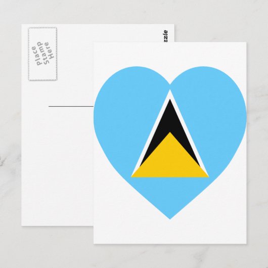 Saint Lucia Flag Heart Briefkaart (Voorkant / Achterkant)