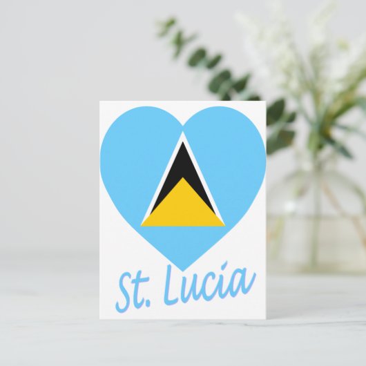 Saint Lucia Flag Heart Briefkaart (Staand voorkant)