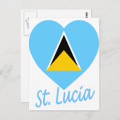 Saint Lucia Flag Heart Briefkaart (Voorkant / Achterkant)