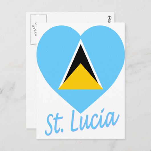 Saint Lucia Flag Heart Briefkaart (Voorkant / Achterkant)