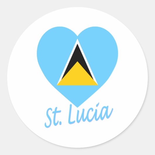 Saint Lucia Flag Heart Ronde Sticker (Voorkant)