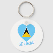 Saint Lucia Flag Heart Sleutelhanger (Voorkant)