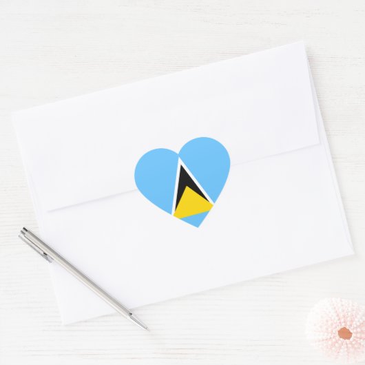 Saint Lucia Flag Heart Sticker (Envelop)
