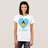 Saint Lucia Flag Heart T-shirt (Voorkant volledig)