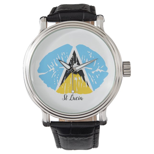 Saint Lucia Flag Horloge (Voorkant)