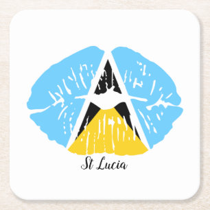 Saint Lucia Flag Kartonnen Onderzetters