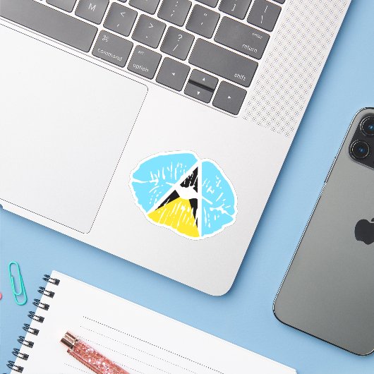 Saint Lucia Flag lip Sticker (Laptop met iPhone)