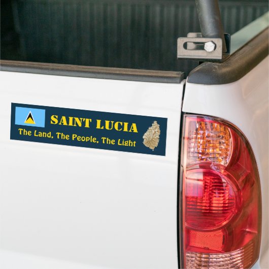 Saint Lucia Flag + Map Bumpersticker (Op Truck)