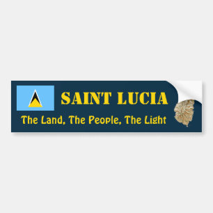 Saint Lucia Flag + Map Bumpersticker