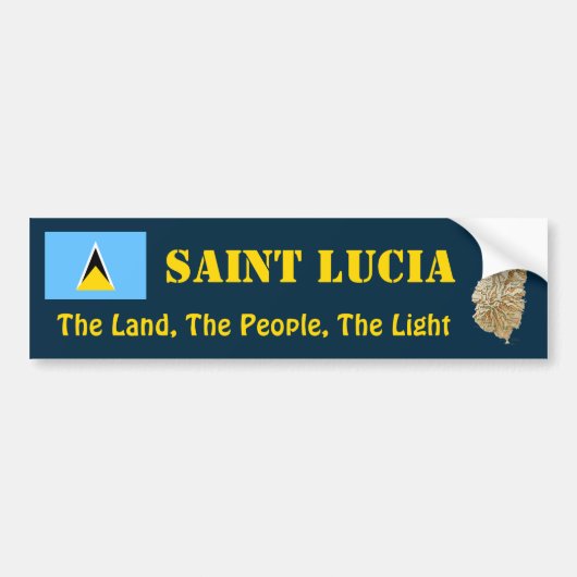 Saint Lucia Flag + Map Bumpersticker (Voorkant)