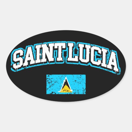 Saint Lucia Flag Ovale Sticker (Voorkant)