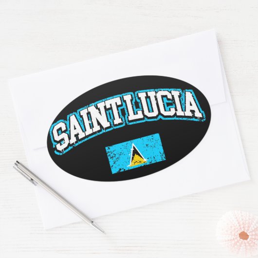 Saint Lucia Flag Ovale Sticker (Envelop)