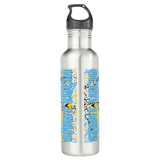 Saint Lucia Flag Patriotic Waterfles (Achterkant)