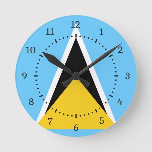 Saint Lucia Flag Ronde Klok (Voorkant)