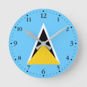 Saint Lucia Flag Ronde Klok (Voorkant)