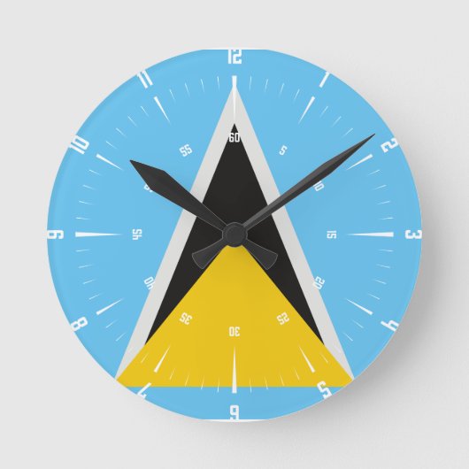 Saint Lucia Flag Ronde Klok (Voorkant)