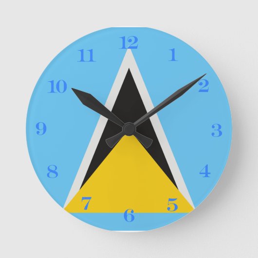 Saint Lucia Flag  Ronde Klok (Voorkant)