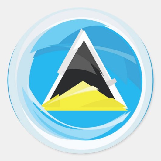 Saint Lucia Flag Ronde Sticker (Voorkant)